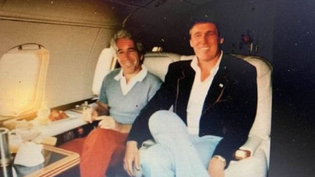 Trump sitting next to Epstein in a private jet