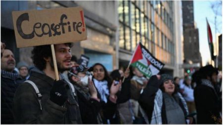 Pro-Palestinian supporters in New York