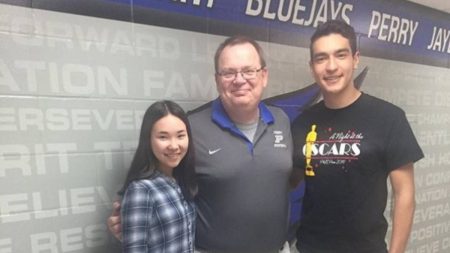 Late Principal Marburger and Two Teens