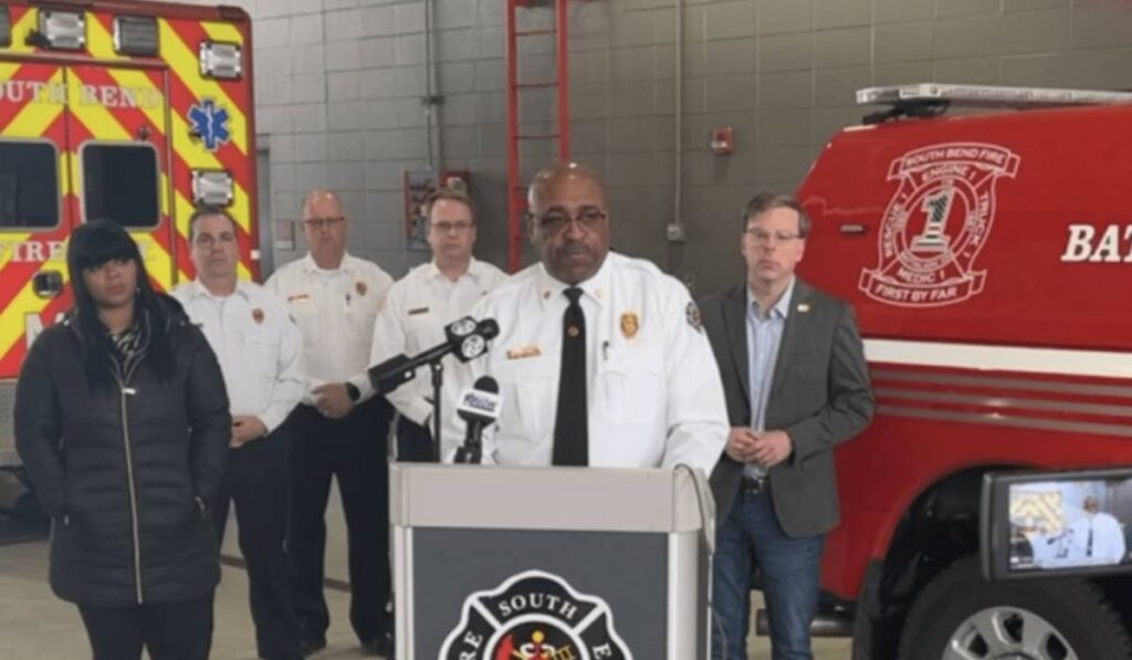 South Bend Fire Chief Carl Buchanon at the Jan. 22 press conference