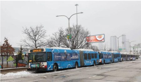 Warming buses for migrants