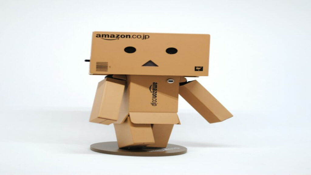 A picture of a Amazon cardboard character