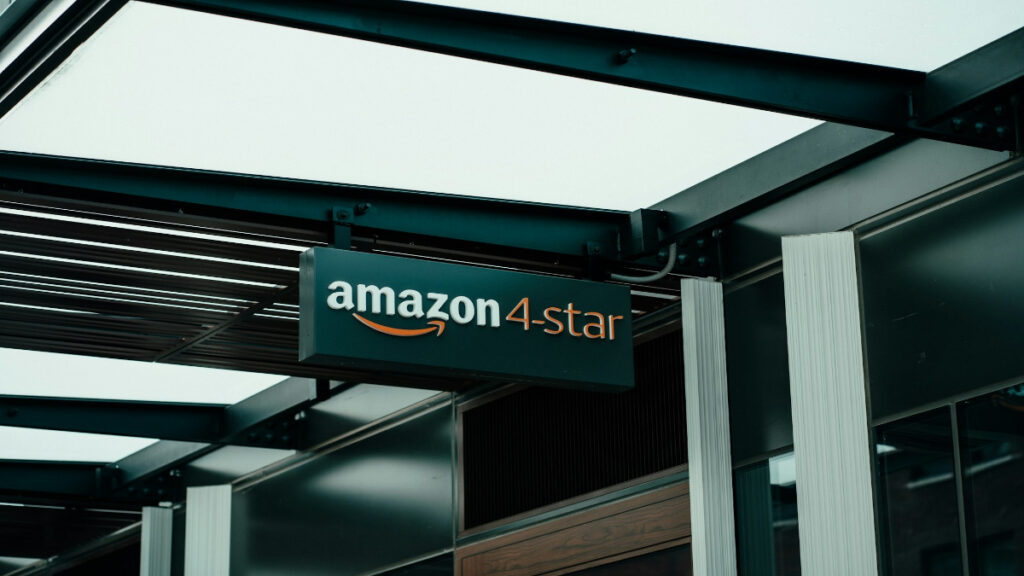 A picture of a Amazon sign