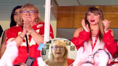 A picture of Donna kelce and Taylor Swift