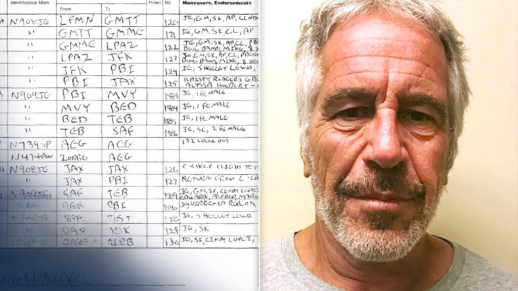 A picture of Jeffrey Epstein, with the famed “list” by the side.
