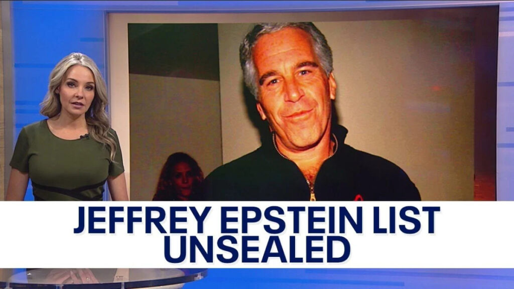 A news outlet reporting about Jeffrey Epstein’s list.