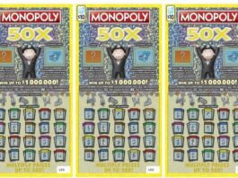 A picture of the Monopoly 50x game the Illinois man won