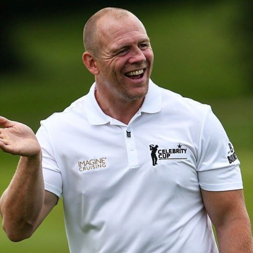 Mike Tindall in a white polo shirt