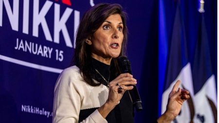 Nikki Haley speaking at one of her campaigns