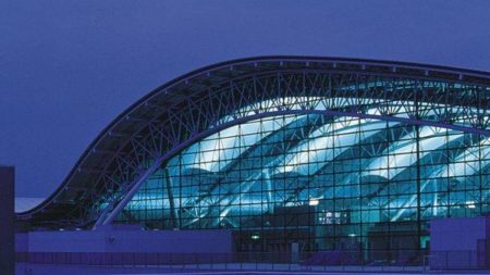 Outdoor view of the Kansai International Airport.