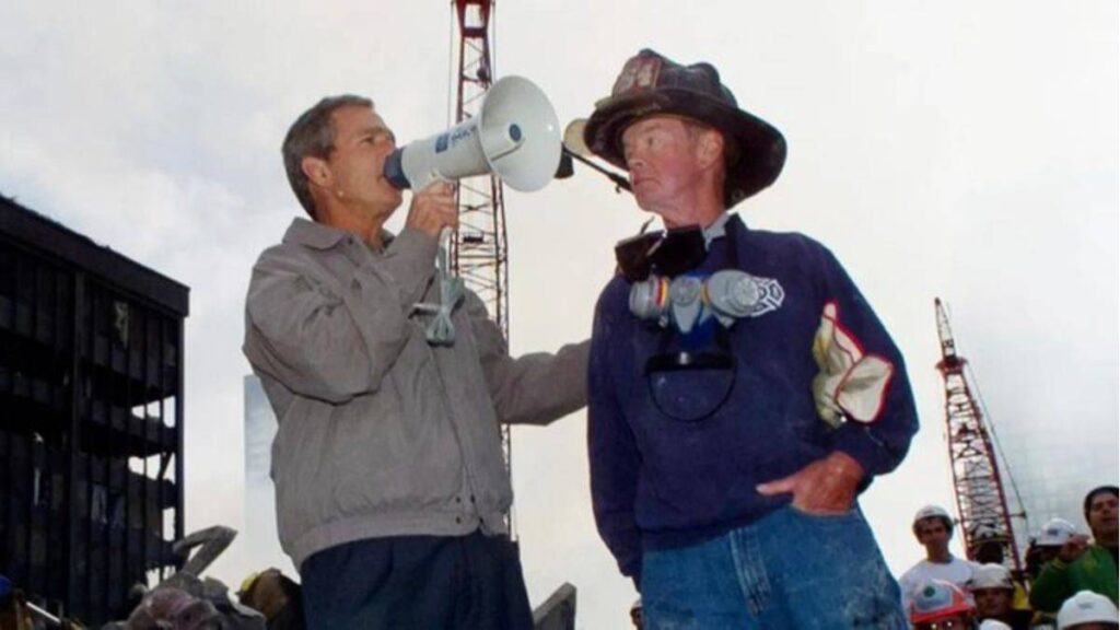 The famous picture of President Bush standing next to Beckwith on 9/11
