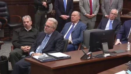 Jones, Dowling, and Randazzo in Court alongside their attorneys