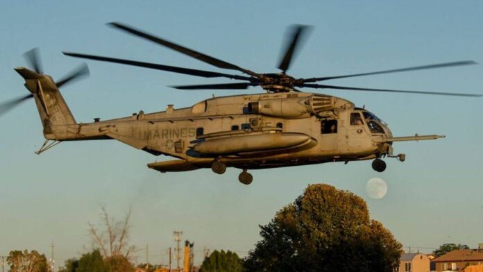 A CH-53E Super Stallion helicopter assigned to the U.S. Marine Corps