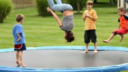 Kids Playing on a Trampoline