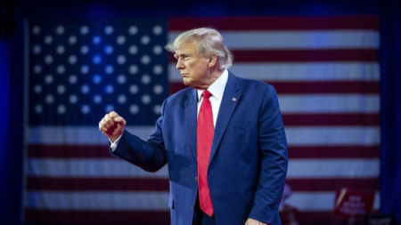 Former President Donald Trump at the Conservative Political Action Conference in Oxon Hill.