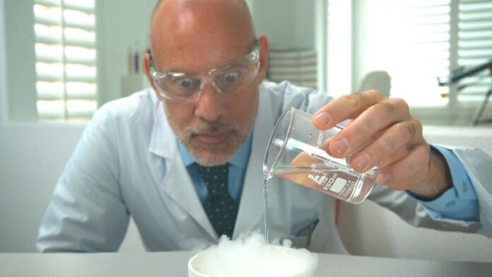 Dry Ice Producing a Cloud of Carbon Dioxide Smoke