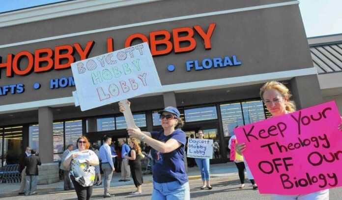 A hobby lobby protest