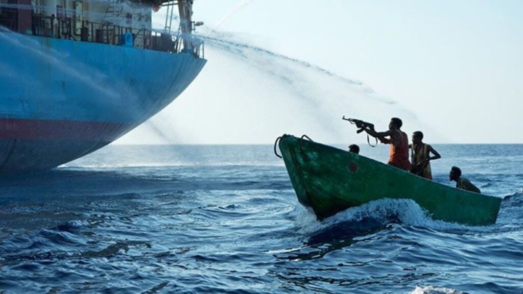 Rebels shooting at a ship.