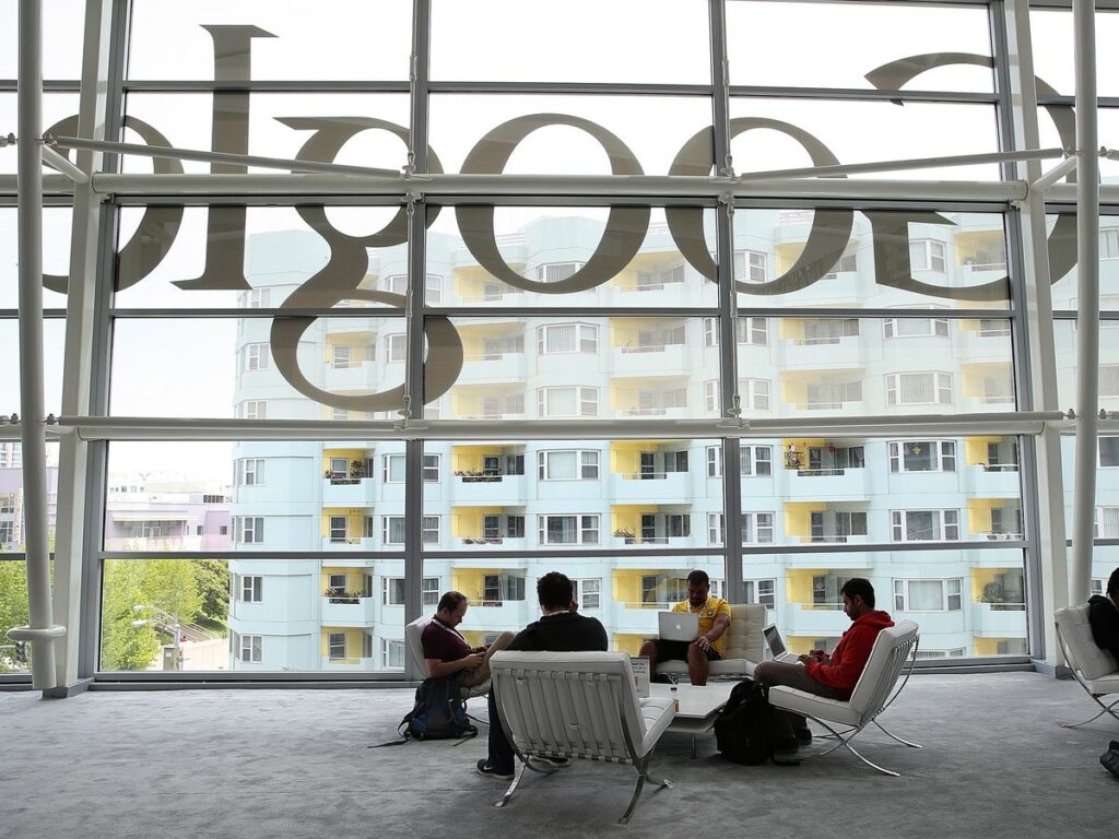 Employees working at a Google office.