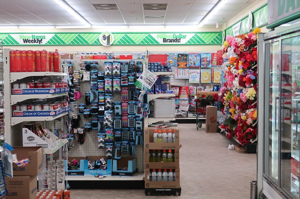 Interior of a dollar store