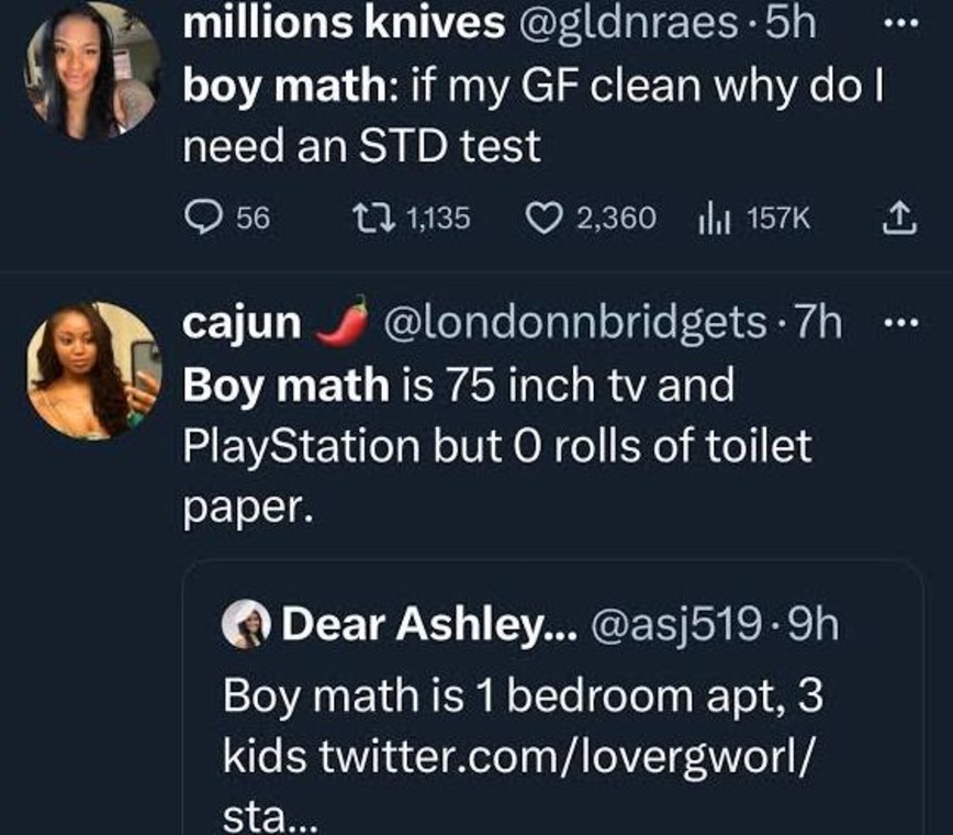 Boy math tweets by women