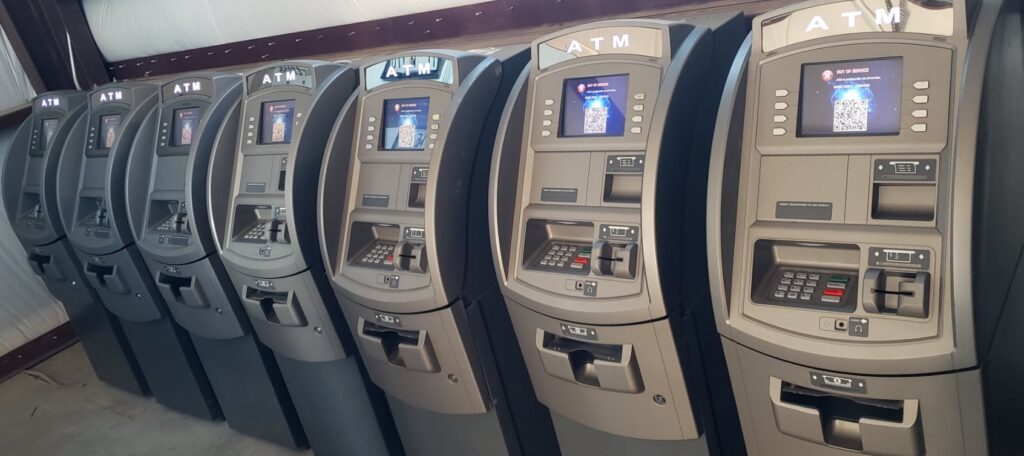 A row of ATMs