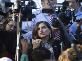 Rep. Nancy Mace speaks with reporters outside the U.S. Capitol after the House passed a motion to remove Kevin McCarthy from his position as speaker on Tuesday.