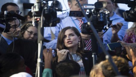 Rep. Nancy Mace speaks with reporters outside the U.S. Capitol after the House passed a motion to remove Kevin McCarthy from his position as speaker on Tuesday.