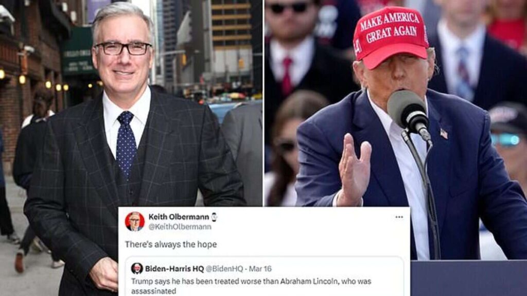 A picture of Keith Olbermann and Donald Trump