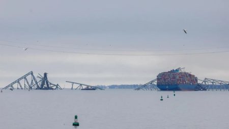 Photo taken of the collapsed Baltimore Bridge