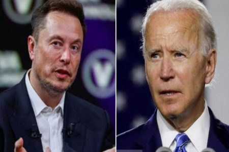 A side by side picture of Elon Musk and Joe Biden