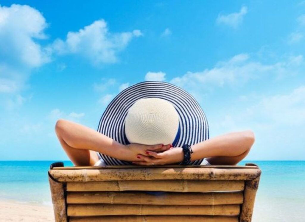 A Woman Relaxing at the Beach