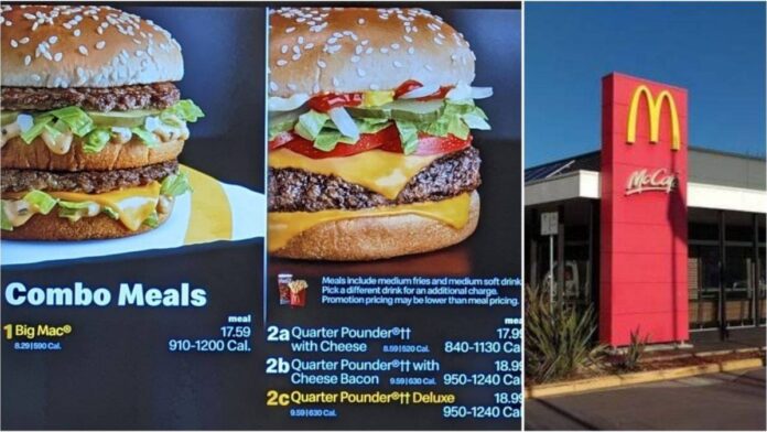 A Collage of McDonald's Prices and the Entrance of a McDonald's Outlet