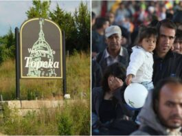 A Collage of Topeka City Sign and Migrants