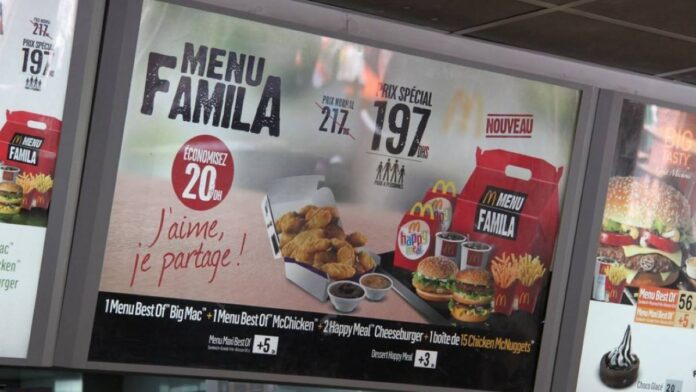 Electric display of menu at an international outlet of McDonald’s