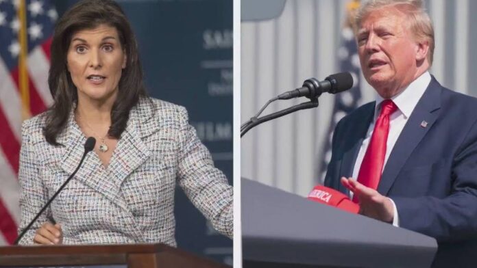 A Side By Side Photo of Republican Presidential Candidate Nikki Haley and Ex President Donald Trump