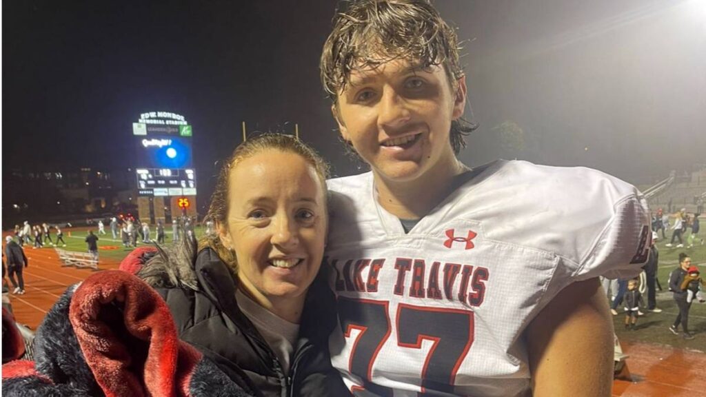 A Picture of High School Football Player Carter Mannon and His Mom