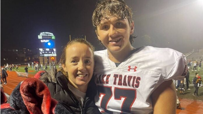 A Picture of High School Football Player Carter Mannon and His Mom