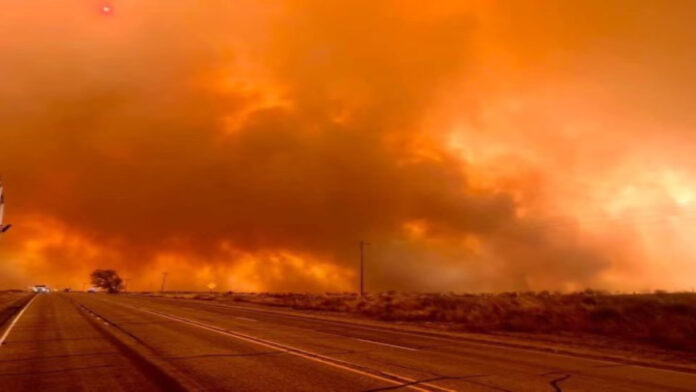 A photo of the Texas wild fire