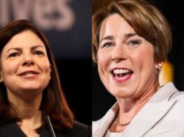 New Hampshire Republican gubernatorial candidate Kelly Ayotte and Governor Maura Healey