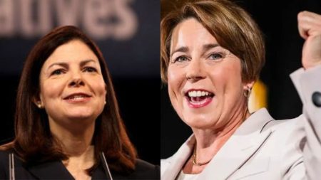 New Hampshire Republican gubernatorial candidate Kelly Ayotte and Governor Maura Healey