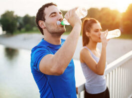 Couple staying hydrated