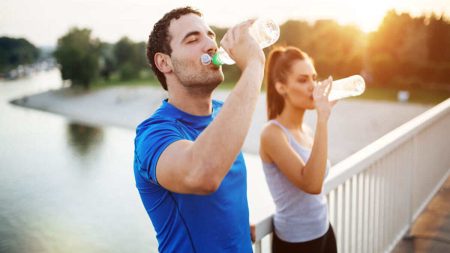 Couple staying hydrated