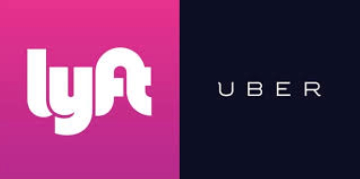Uber and Lyft logo collage 