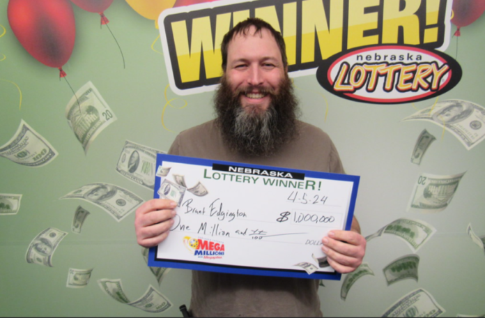 Brent Edgington, of Fremont, Nebraska won $1 million on a Mega Millions lottery ticket in April 2024.