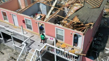 A house dilapidated by the hurricanes in Florida