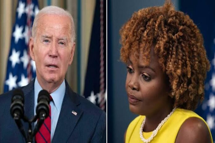 A picture of Karine Jean-Pierre and Biden