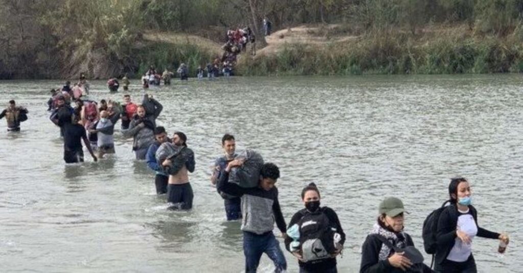 Migrants Crossing a River in West Texas