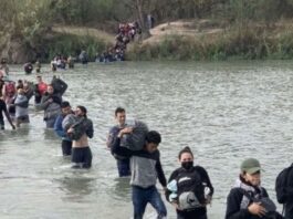Migrants Crossing a River in West Texas