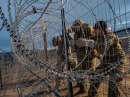 A picture of the Texas anti-climb fence